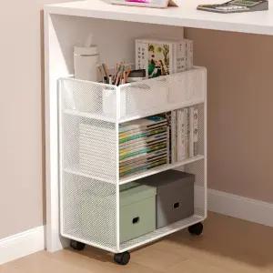 이동식 바퀴달린 책장 책 수납함 코너 철제 선반 거실 사무실 북카트 작은