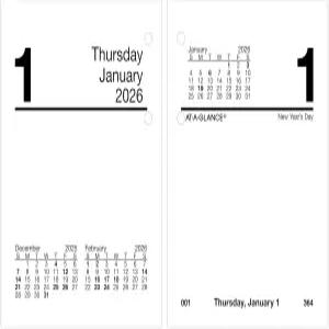 AT-A-GLANCE 2026 데스크 캘린더 리필 매일 3인치 x 3-3/4인치 미니 루즈 (E9195026)