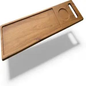 지크 욕조 캐디 트레이 솔리드 내추럴 우드 배스 보드 차큐테리 서빙 플래터 집들이 선물