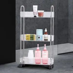 [RIZPICK]투명슬림트롤리3단 이동식수납함 욕실카트 선반트레이