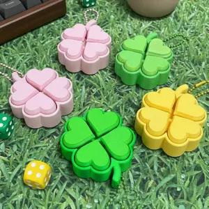 네잎클로버 키링 키홀더 키캡 클리커 4구 청축 스트레스 해소 딸깍이 행운 부적 선물 피젯