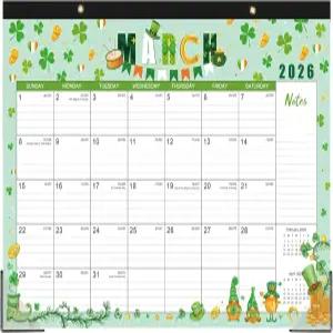 2026 탁상 달력 - 2026년 1월부터 12월까지의 17 ×12 모서리 보호대가 있는 12개월 큰 규칙 블록 노트