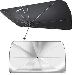 7F 자동차 선쉐이드 우산, 햇빛으로부터 보호 및 실내 보호, 앞유리용 선쉐이드, 구부릴 수 있는 핸들 앞유리 커버 [2025년 업그레이드] 55인치 L x 31인치