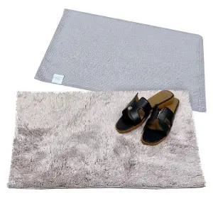 발매트 욕실매트 대나무섬유 그레이 양면 극세사 도트