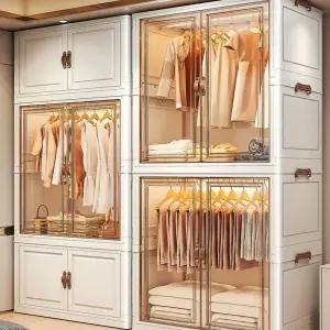 이동식 접이식옷장 플라스틱 조립식 장롱 투명