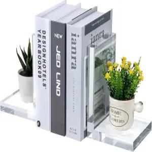 마이 기프트 L자형 장식 북엔드 투명 헤비 듀티 비스키드 선반 홈 오피스 스쿨용 스토퍼 1쌍 프리미엄 호텔