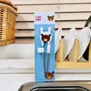 (1단계) 베어 스텐 교정용 젓가락/어린이/연습용/교정/유아/스텐레스/키즈/저분/캐릭터/젓가락질/아이/아동