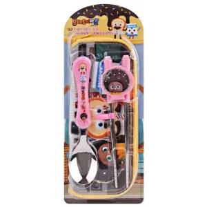 (2단계) 브레드이발소 초코 이지 교정용 수저케이스세트/어린이/연습용/젓가락/교정/유아/스텐레스/키즈