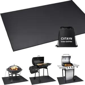 야외 플랫탑 스모커 그릴을 위한 Cvtayn 언더 매트 48 30 인치.방유 및 방수 BBQ 방화 데크 잔디와 실내