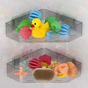 Natheeph 목욕 장난감 정리함 2팩 빠른 건조 구멍이 있는 회색 대용량 보관함 욕실 및 주방을 위한 공간