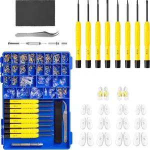 골드 스크류가 포함된 마그네틱 안경 수리 키트 업그레이드된 올인원 정밀 드라이버 세트 코 패드