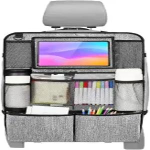 AICEL 뒷좌석 차량 정리함 9개의 수납 포켓이 있는 오토시트 백킥 매트 터치스크린 태블릿 홀더가 방수