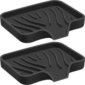 2PCS 셀프 배수 비누 홀더 스포핏 실리콘 접시 주방 욕실 샤워기 욕조 용기블랙에 적합합니다