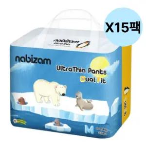 나비잠 아기 울트라씬 듀얼핏 팬티 기저귀 M 15팩