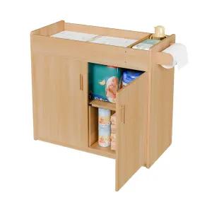 탈착식 및 세척 가능한 매트리스 패드가 있는 오기어스 기저귀 교환대 조용하고 닫힌 문과 보관용 큐비 2개