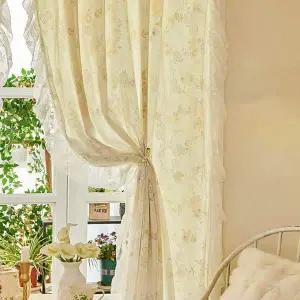 꽃무늬 침대 가림막 커튼 패브릭 가리개 창문1.5 x 2m
