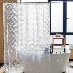 욕실 샤워커튼 반투명 방수 커튼 고정링 포함