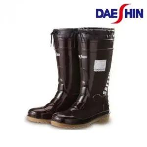 밤색 PVC 인젝션 작업용 장화 방수 미끄럼방지 안전화 농작업용 낚시