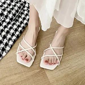 모던 3컬러 여성 스퀘어 크로스 슬리퍼 SL-400