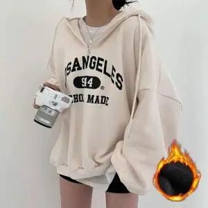 빈티지 여성 레터링 2컬러 기모 후드티 LK-T010