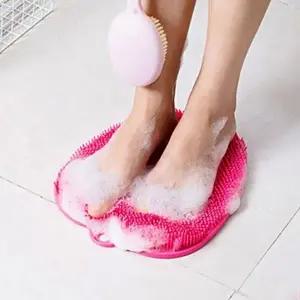 (색상 핑크)지압 발매트 손안대고 발씻기 욕실 풋브 러쉬 발브 발닦이 각질 제거 풋브러시 슬리퍼