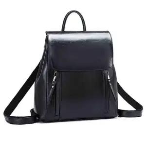 ( )패션 가죽 여자 책가방 검정 가방 캐주얼 정장 백팩