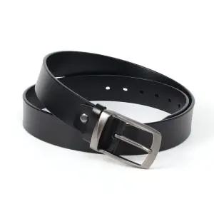 이시아르 블랙 소가죽 핀버클 캐주얼 벨트 120cm 정장벨트