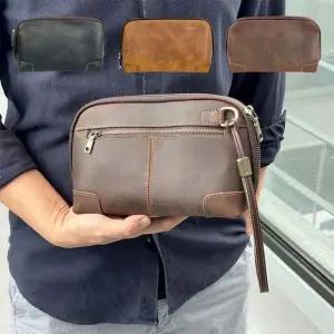 소가죽 멀티 지퍼 클러치 파우치