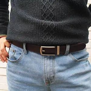 MZ_페이크 핀버클 가죽 자동벨트 브라운 혁띠 자동벨트