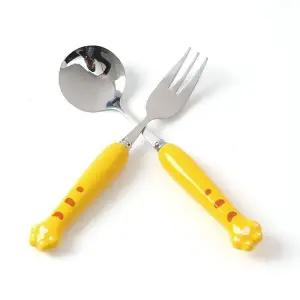 [오너클랜]TBZ 옐로우 호랑이발 휴대용 숟가락 포크 세트 실리콘스푼