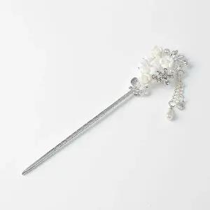 [오너클랜]TBZ 플라워 큐빅 포인트 웨딩 헤어비녀 뒤꽂이 여자헤어핀