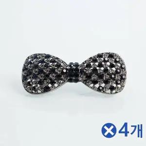 [오너클랜]TBZ 데일리 큐빅 리본 자동헤어핀 블랙x4개 깜찍한디자인