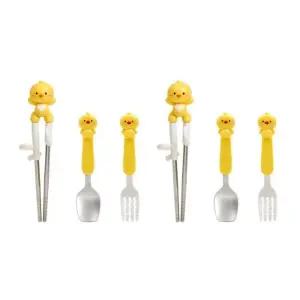 유아 스푼 포크 젓가락 스텐 케이스 세트 오리