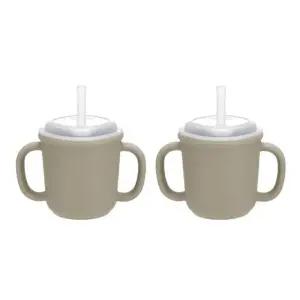 에.디.슨 유아컵 실리콘 양손 빨대 물컵 베이지 200ml