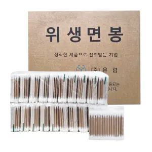 유림 순면 고급 나무면봉 100개입 x 500개 뷰티소품 귀이개 사우나 목욕 일회용 나무 면봉 위생 업소용
