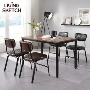 보브 1200x750 월넛 업소용 카페 테이블 철제 책상 4인 식탁