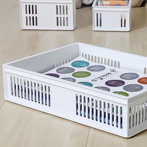 4호 PP 스텝바스켓 화이트 적층 소품바구니 스텝 수납정리 보관함 리빙 인테리어 트레이