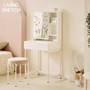 [리빙스케치] 랑제리제 콘솔형 600 거울 수납장 화장대[착불]2칸 서랍장 원룸화장대