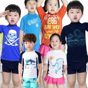 아동 래쉬가드 수영복 티셔츠 반팔티 5부 실내용 키즈 남아 수영복티 여아 실내 유아동 연습용
