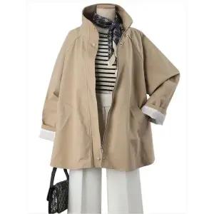 [하프클럽/]하이넥 망토 트렌치 코트