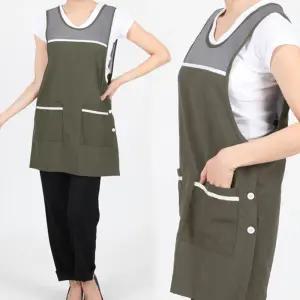 앞치마와가운 인쇄자수 가벼운 망사 여름 원피스 앞치마 보육교사 서빙용 요양보호사 복지센터LA88