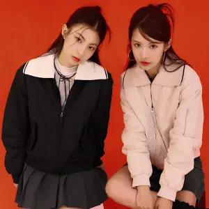 [하프클럽/체이스컬트]여자 니트 카라 경량 패딩 점퍼