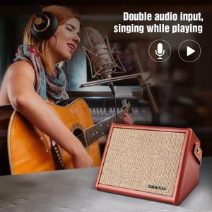 Ammoon AC-15 휴대용 어쿠스틱 기타 앰프 BT 스피커, 마이크 입력, 볼륨 트레블 컨트롤, Rev 지원,