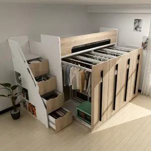 [스스디]네오 슬라이딩 옷장 수납 벙커침대 슈퍼싱글 원룸 기숙사 이층침대