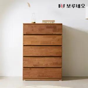 앳홈 테드 속깊은 브라우니 원목 800 5단 광폭서랍장 깊이500)