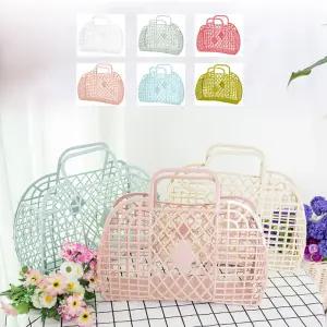 손잡이 플라스틱바구니 수납바스켓 다용도 장바구니/장바구니/플라스틱/박스/시장/바구니/바스켓/과일/휴대