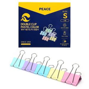 피스코리아 더블크립 파스텔컬러 소형 19mm 1갑 50개 서류 칼라 더블 클립 집게 평화