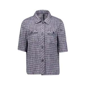 [벨리시앙](의정부점)스탠카라 면 혼방 반팔 체크 재킷_JK3107