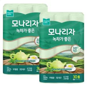 모나리자 녹차가좋은 3겹 30롤 x 2팩 화장지 휴지
