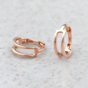 14K 미니 두줄 원터치 귀찌 1쌍